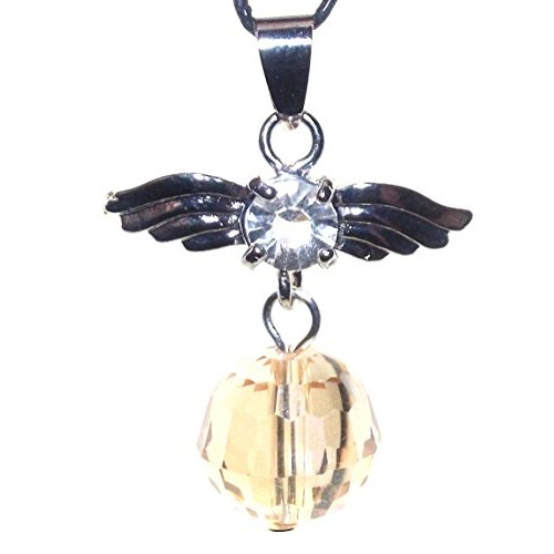 Guardian Angel Wing Champagne Hue Crystal Pendant